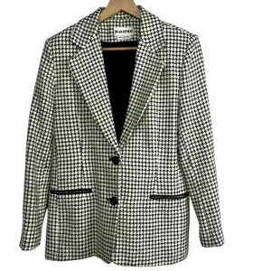 Joan Leslie Vintage Black and White Houndstooth Pattern Blazer Jacket | Size 8